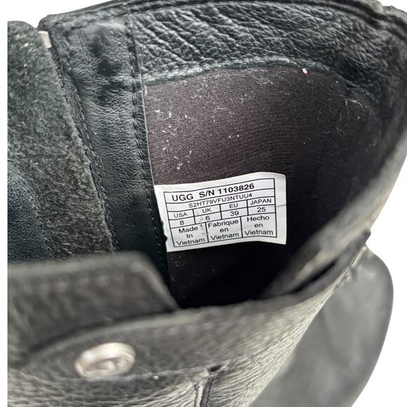 Uggs Potrero Waterproof Leather Boot Women's Size 8 EU 39 Black Wedge - Picture 10 of 11